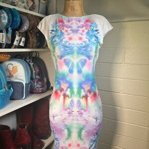 AFRM Mabel Floral Cap Sleeve Mesh Bodycon Blur Blossom Mini Dress Size S